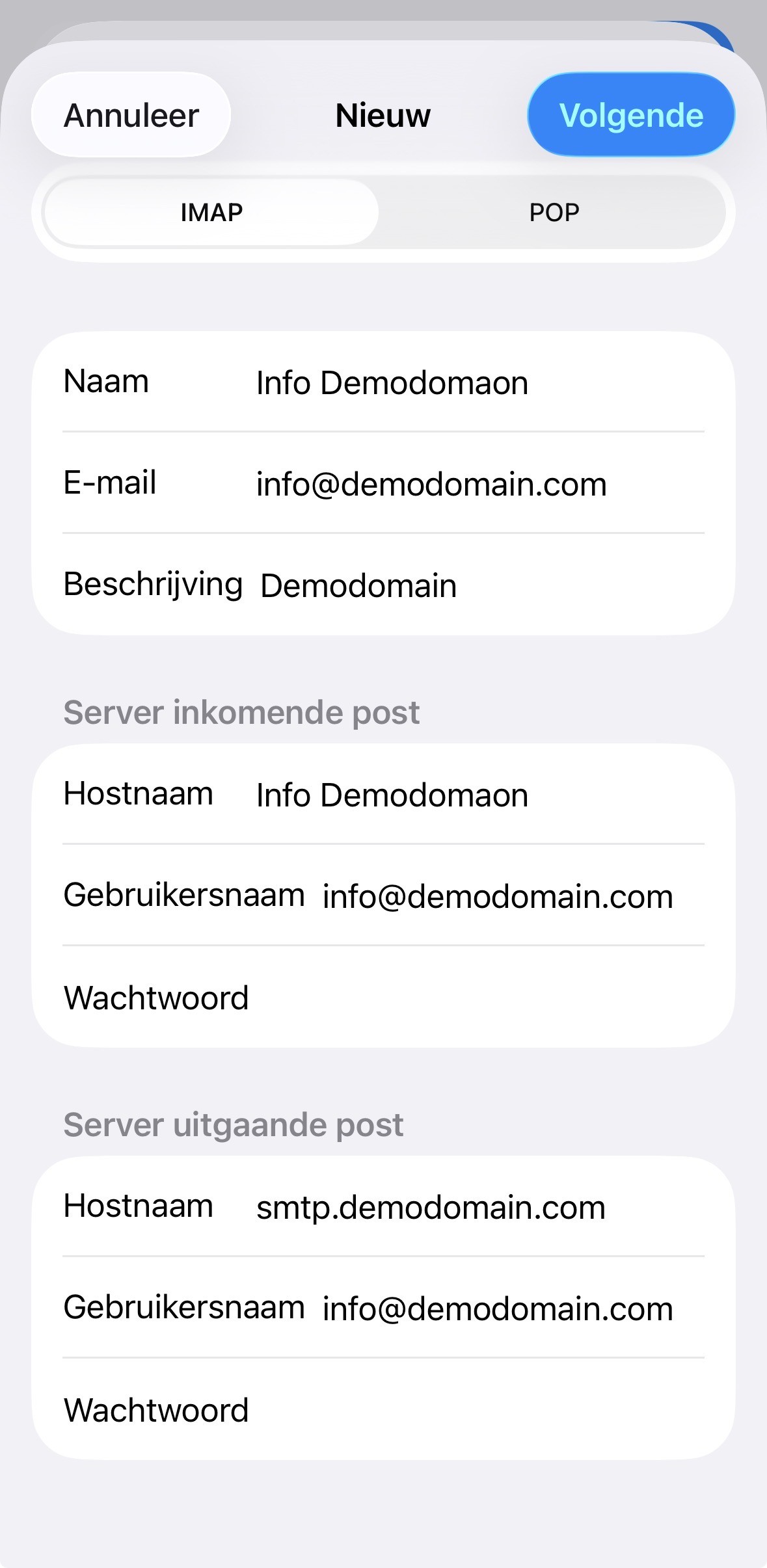Mailaccount instellen iPhone