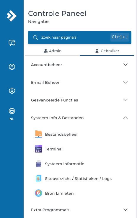 File Manager openen in DirectAdmin