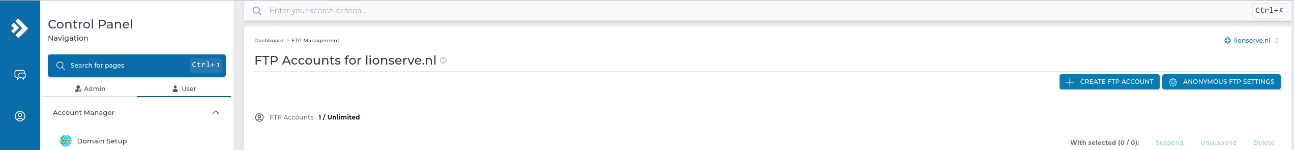 FTP Management in DirectAdmin
